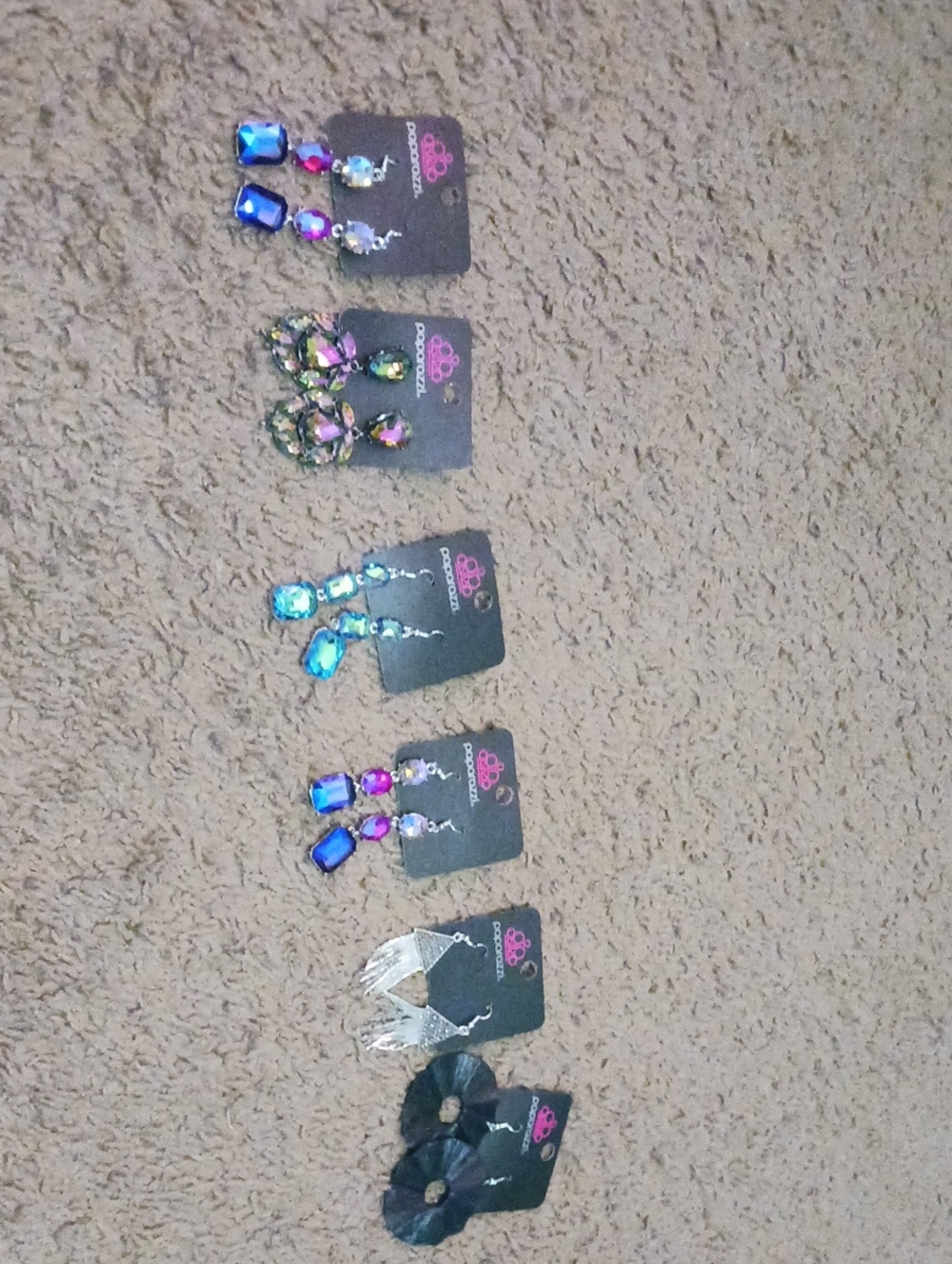 paparazzi Iridescent Blue and Purple Crystal Drop Earrings Set
